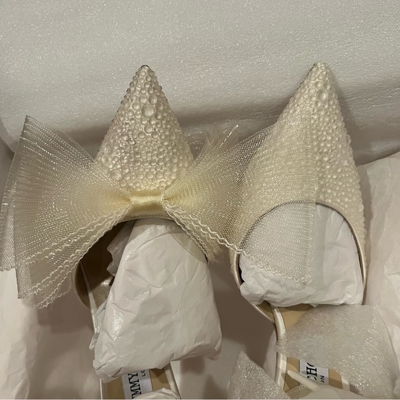 JIMMY CHOO Averly 100 bow-trimmed pumps bridal heels wedding - Picture 4 of 12
